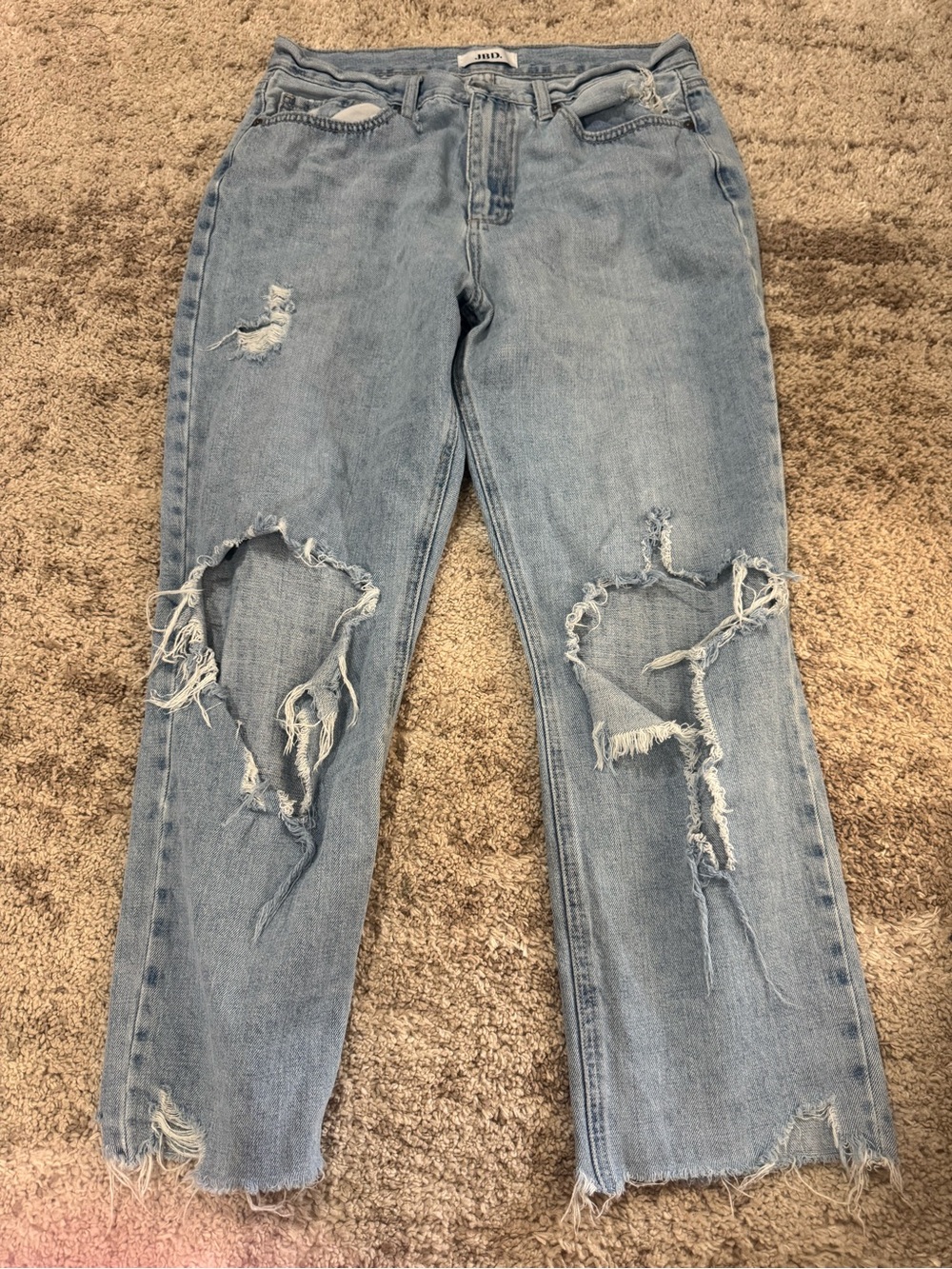 BDG Light Blue Ripped Straight-Leg Jeans
